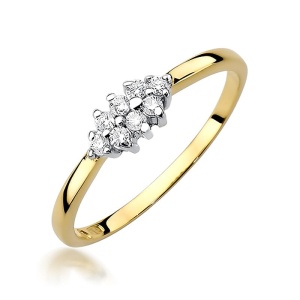 Pierścionek W0427 z diamentami Żółte złoto 375