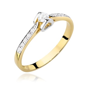 Pierścionek W0435 Diament 0,10ct Żółte złoto 375