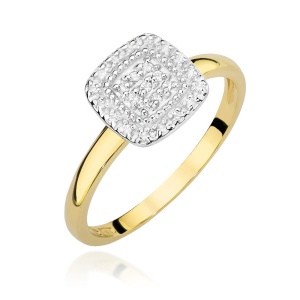 Pierścionek W0448 z diamentami żółte złoto 375