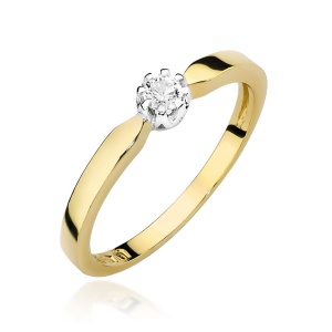 Pierścionek W0450 Diament 0,10ct Żółte złoto 375