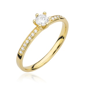 Pierścionek W0459B Diament 0,25ct żółte złoto 375