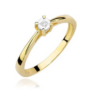 Pierścionek W0463 Diament 0,02ct żółte złoto 375