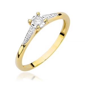 Pierścionek W0466 Diament 0,08ct żółte złoto 375