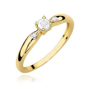 Pierścionek W0469 Diament 0,02ct żółte złoto 375