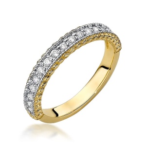 Pierścionek W0507 z diamentami Żółte złoto 375