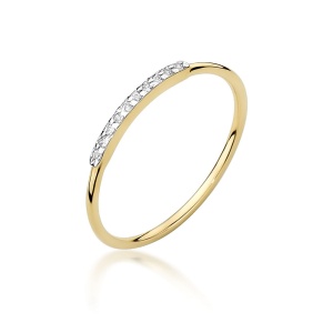 Pierścionek W0509 z diamentami Żółte złoto 375
