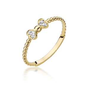 Pierścionek W0523 z diamentami żółte złoto 375