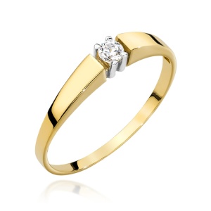 Pierścionek W0524 Diament 0,08ct Żółte złoto 375