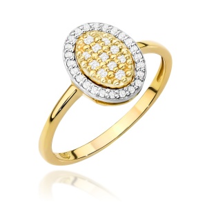 Pierścionek W0570 z diamentami Żółte złoto 375