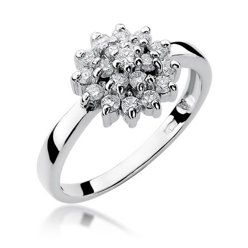 Pierścionek W0004 z diamentami Białe złoto 375