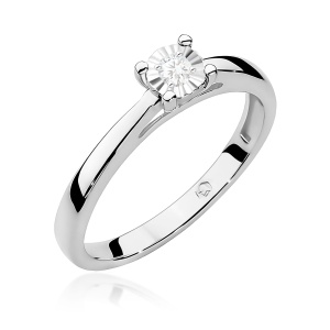 Pierścionek W0007 Diament 0,08ct Białe złoto 375