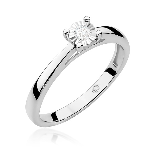 Pierścionek W0007 Diament 0,08ct Białe złoto 375