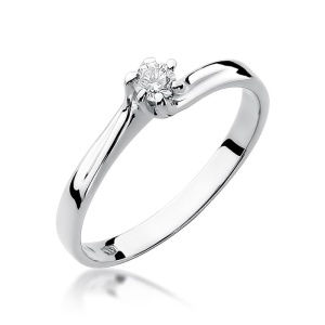 Pierścionek W0021 Diament 0,10ct białe złoto 375