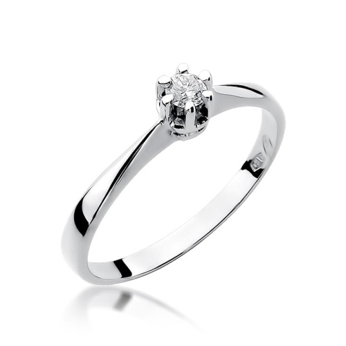 Pierścionek W0036 Diament 0,10ct Białe złoto 375