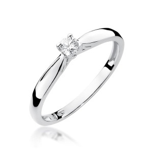 Pierścionek W0045 Diament 0,10ct białe złoto 375