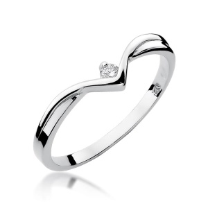 Pierścionek W0051 Diament 0,04ct białe złoto 375