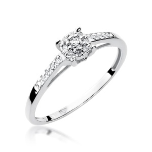 Pierścionek W0055 Diament 0,04ct białe złoto 375
