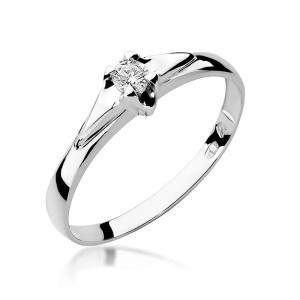 Pierścionek W0088 Diament 0,08ct białe złoto 375