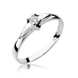 Pierścionek W0088 Diament 0,10ct białe złoto 375