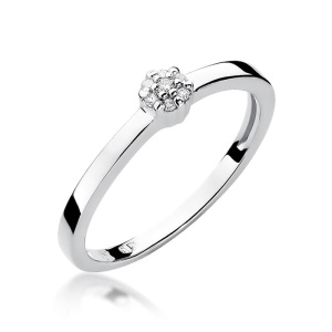 Pierścionek W0100 z diamentami Białe złoto 375
