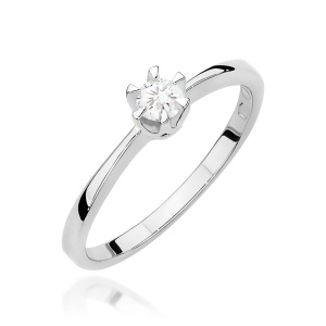Pierścionek W0111 Diament 0,15ct Białe złoto 375