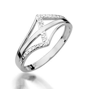 Pierścionek W0114 z diamentami białe złoto 375