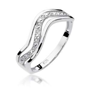 Pierścionek W0116 z diamentami białe złoto 375
