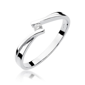 Pierścionek W0137 Diament 0,04ct Białe złoto 375