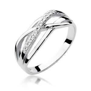 Pierścionek W0157 z diamentami białe złoto 375