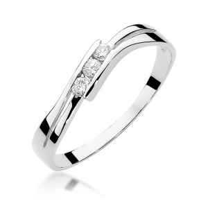 Pierścionek W0159 z diamentami Białe złoto 375