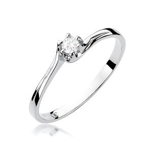 Pierścionek W0163 Diament 0,10ct białe złoto 375