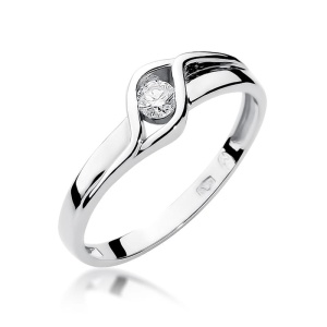 Pierścionek W0178 Diament 0,10ct białe złoto 375