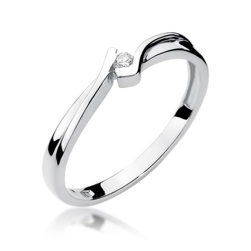 Pierścionek W0181 Diament 0,04ct białe złoto 375