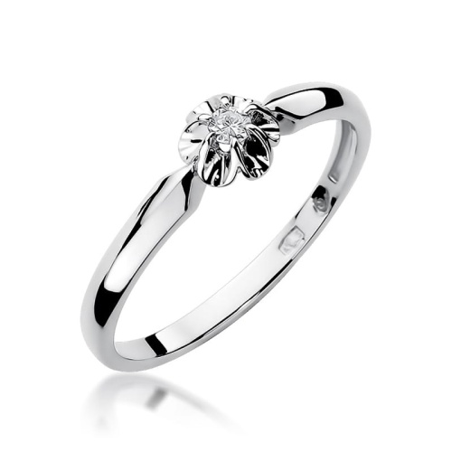 Pierścionek W0187 Diament 0,04ct Białe złoto 375