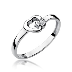 Pierścionek W0188 Diament 0,02ct białe złoto 375
