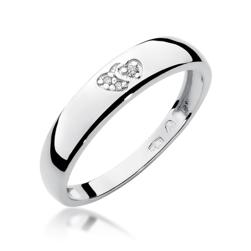 Pierścionek W0189 z diamentami Białe złoto 375