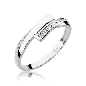 Pierścionek W0196 z diamentami Białe złoto 375