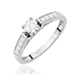 Pierścionek W0198 Diament 0,30ct białe złoto 375