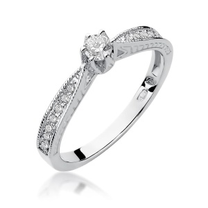 Pierścionek W0202 Diament 0,15ct białe złoto 375