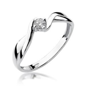 Pierścionek W0208 Diament 0,08ct białe złoto 375