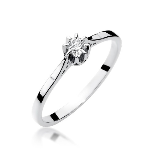Pierścionek W0209 Diament 0,10ct Białe złoto 375