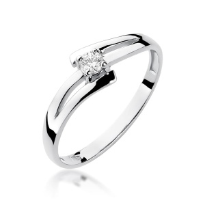 Pierścionek W0210 Diament 0,08ct białe złoto 375