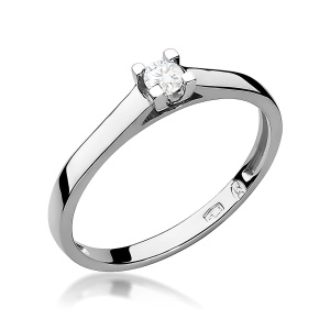 Pierścionek W0221 Diament 0,10ct białe złoto 375