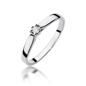 Pierścionek W0222 Diament 0,04ct Białe złoto 375