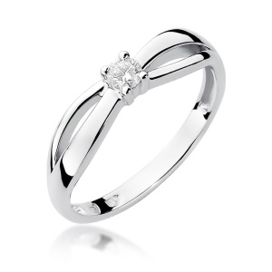 Pierścionek W0248 Diament 0,10ct Białe złoto 375