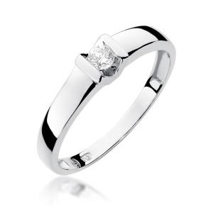 Pierścionek W0249 Diament 0,10ct białe złoto 375
