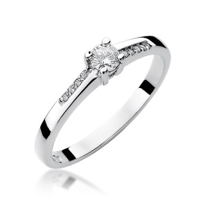 Pierścionek W0258 Diament 0,15ct białe złoto 375