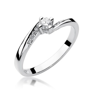 Pierścionek W0262 Diament 0,15ct Białe złoto 375