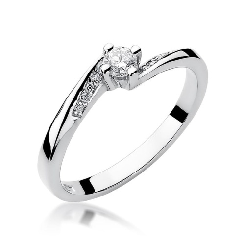 Pierścionek W0262 Diament 0,15ct Białe złoto 375