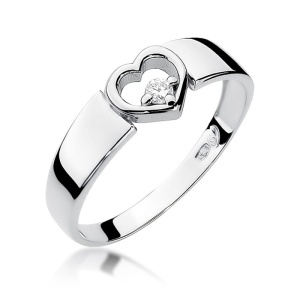 Pierścionek W0276 Diament 0,04ct białe złoto 375